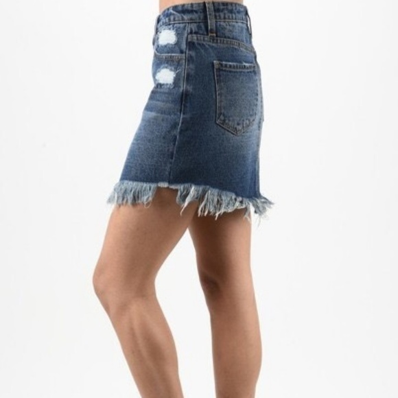 NEW Kancan Distressed Denim Mini Skirt - Picture 4 of 5